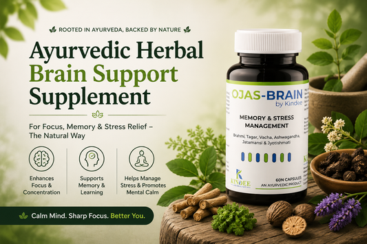 Ayurvedic herbal brain support supplement for focus memory and stress relief