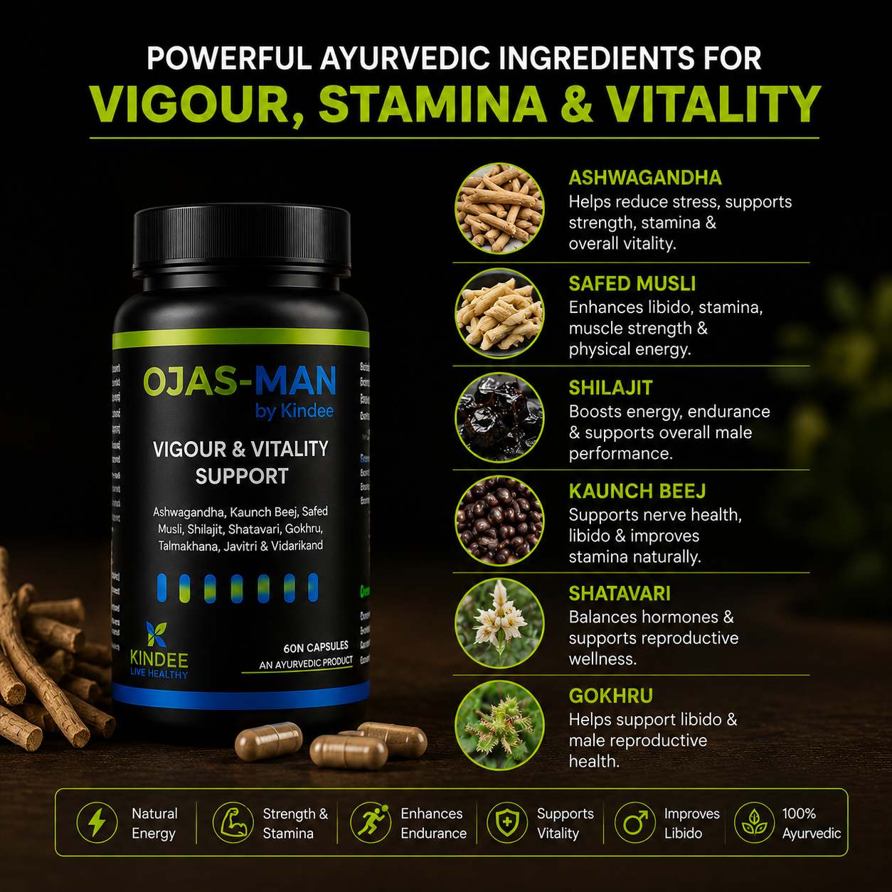 Ojas-Man by Kindee — Ayurvedic Sex Medicine for Male Sexual Wellness & Stamina Support